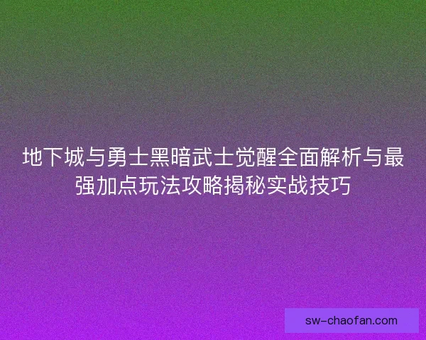 地下城与勇士黑暗武士觉醒全面解析与最强加点玩法攻略揭秘实战技巧